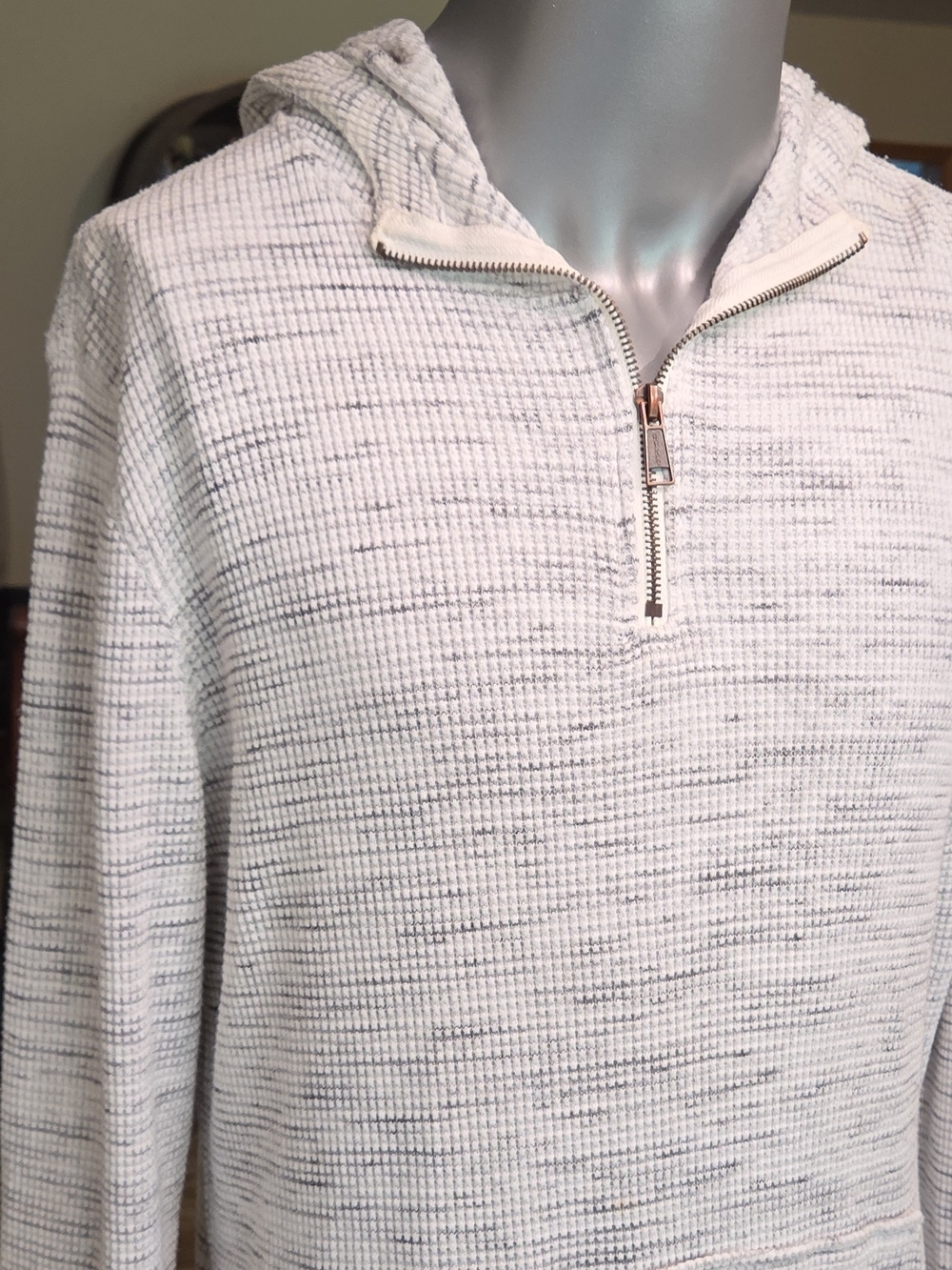 Outpost Makers Men's M Gray Heather Knit Hooded 1/4 Zip Pullover Hoodie